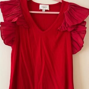 Tuckernuck Red Ruffle Sleeve Top